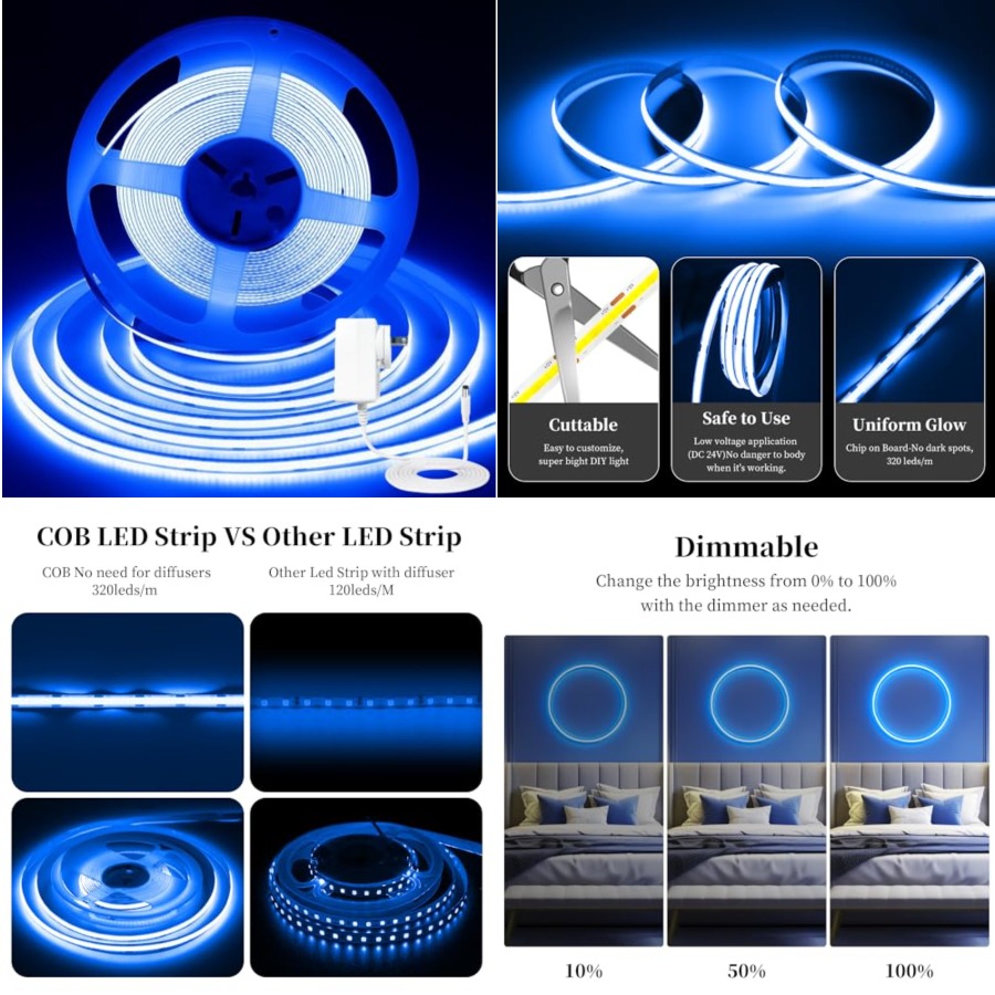 32,8ft/10M COB LED Şerit Işık, - Led Strip Lights incelemesi ve fiyatı