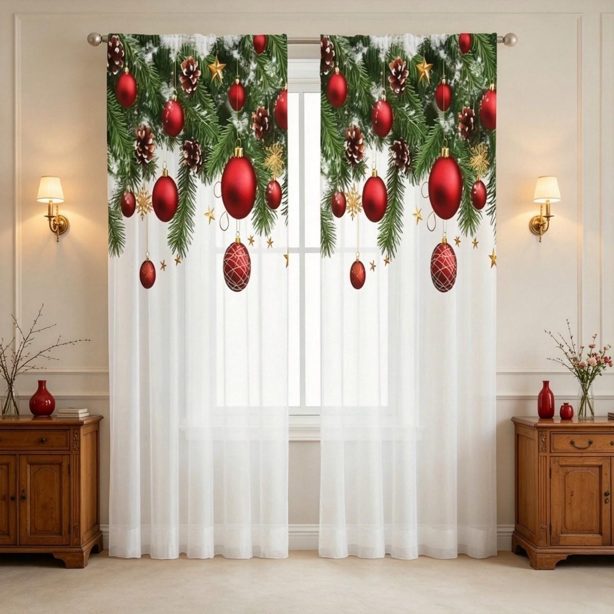 Çam Ağacı Desenli Kırmızı Bask - Curtain Rods incelemesi ve fiyatı