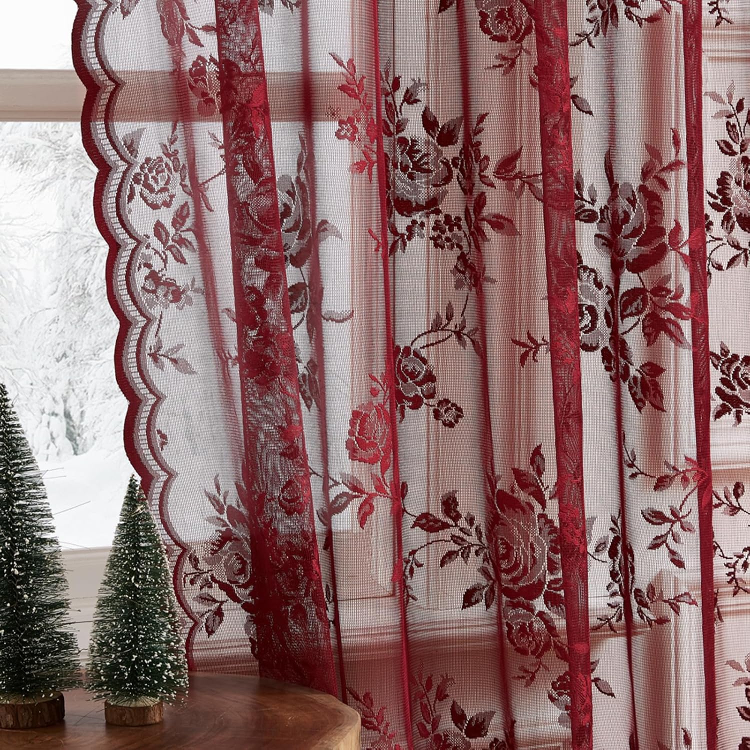 1 Adet Bordo Dantel Perde 45 İ - Curtain Rods incelemesi ve fiyatı